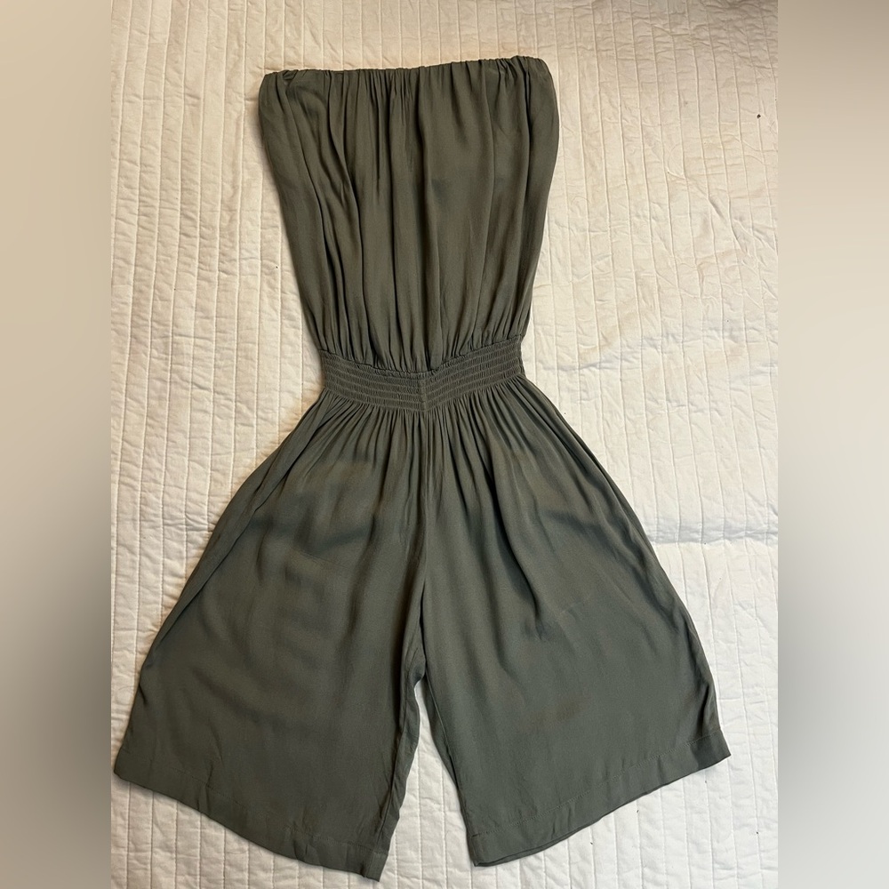 YFB Young Fabulous and Broke sage green strapless romper nwt